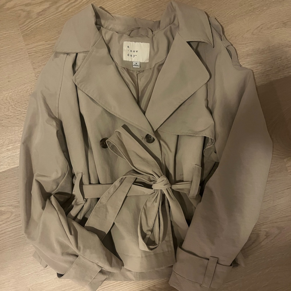 a new day Taupe Double-Breasted Trench Coat
